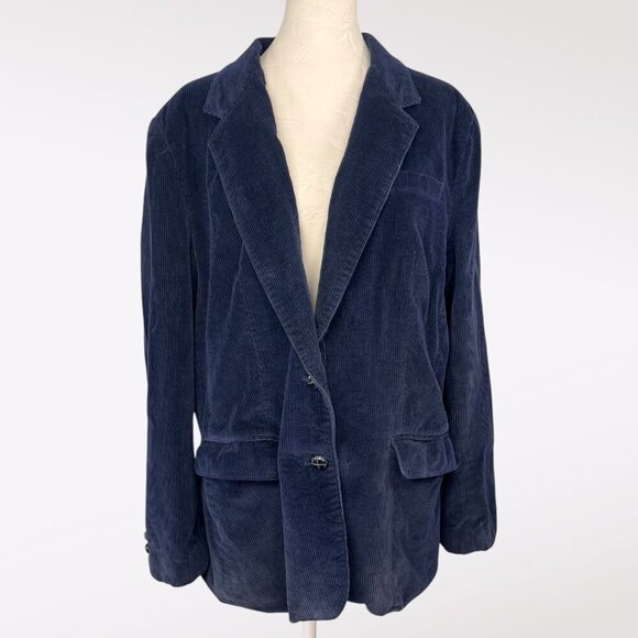 Vintage Navy Corduroy Blazer Jacket Collections Medium USA - Picture 1 of 10